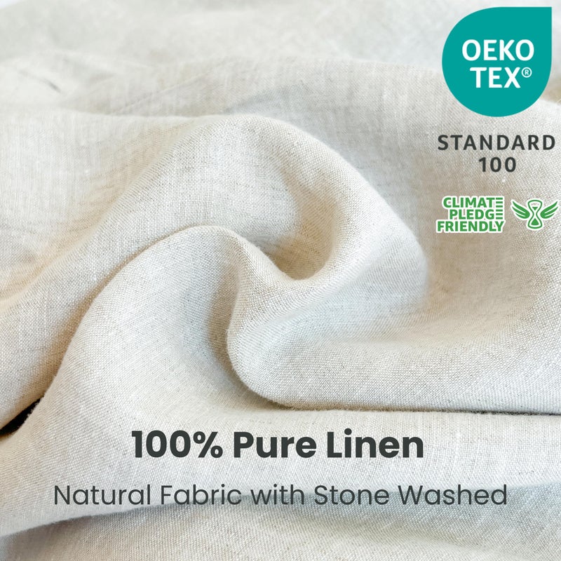 Simple&Opulence 100% Linen Duvet Cover Set 3pcs with Coconut Button Closure Natural French Washed Flax Solid Color Soft Breathable Farmhouse Bedding - Linen, King Size - Image 2